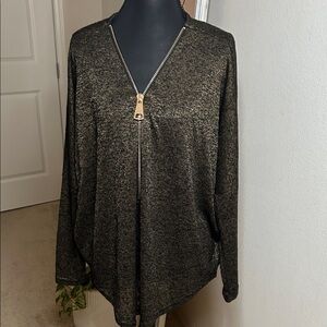 Joan Vass Black and Gold Dolman Sleeve small Blouse